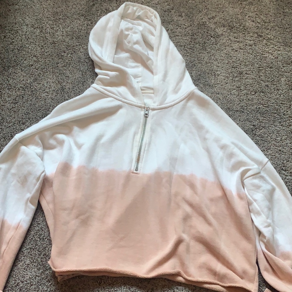 Cropped white/pink hoodie. Aerie, M